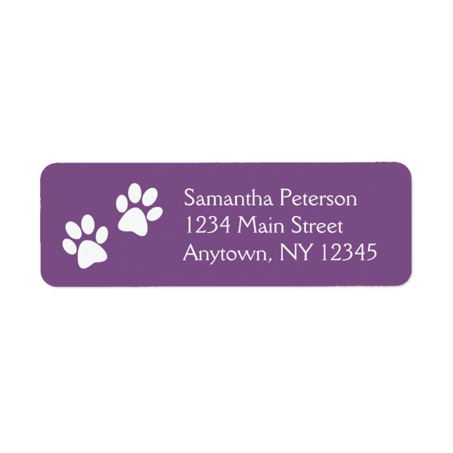 White Paw Prints Design Return Address Labels (Front)