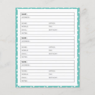 White pawprints address book pages