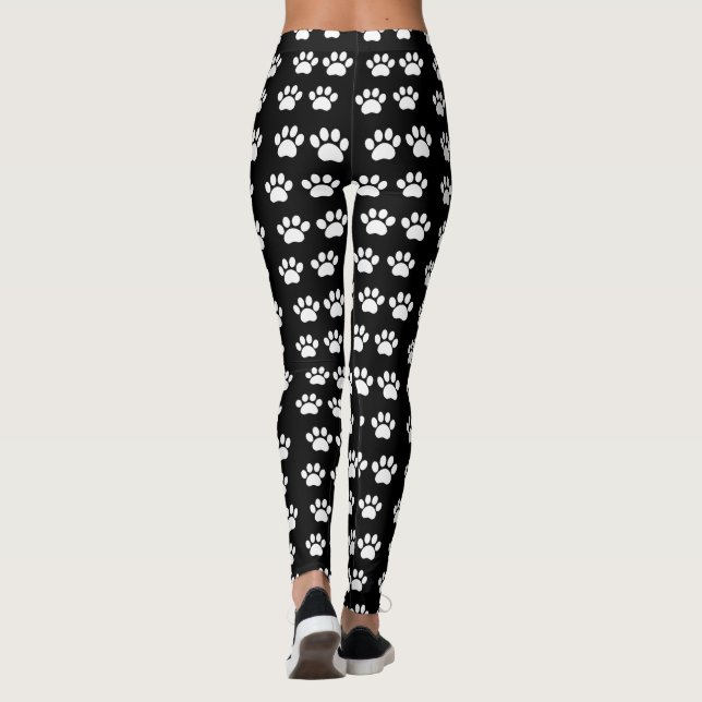 White PawPrints All-Over Print Leggings (Back)