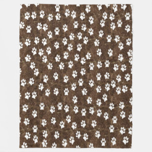 WHITE PAWS FLEECE BLANKET
