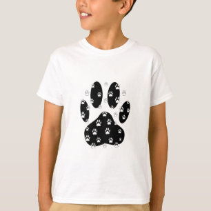 White Paws On Black Paw Print T-Shirt