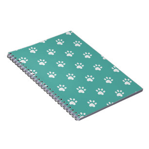White Paws on Teal Notebook