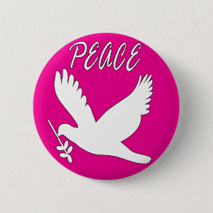 white peace dove button