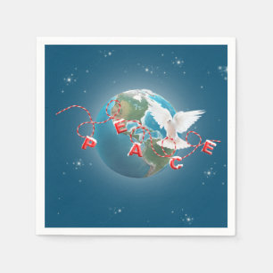 White Peace Dove On Earth Planet Napkin