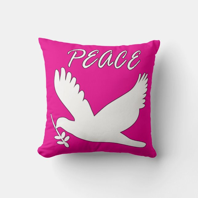 white peace dove pillow (Front)
