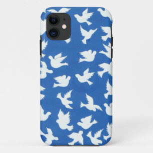 White Peace Doves on Blue Background Case-Mate iPhone Case