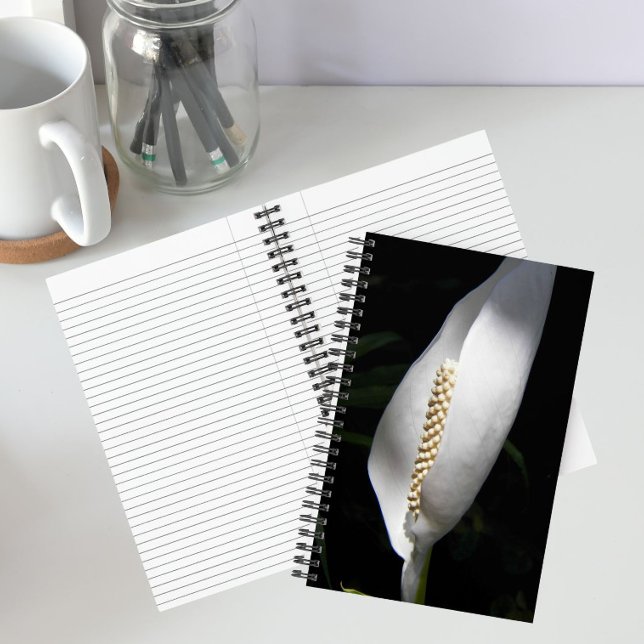 White Peace Lily Photo Floral Notebook (In Situ)