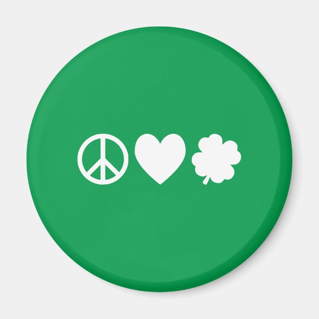 White Peace Love & Shamrocks Magnet (Front)