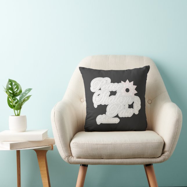 White Peace Shalom Typography Art Cushion (Chair)