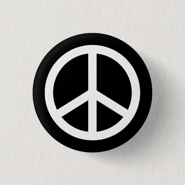 White Peace Sign 3 Cm Round Badge (Front)