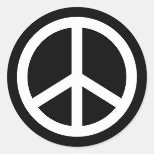 White Peace Sign Classic Round Sticker