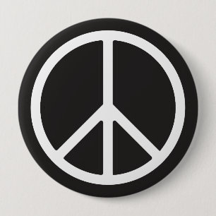 White Peace Symbol 10 Cm Round Badge