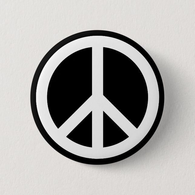 White Peace Symbol 6 Cm Round Badge (Front)