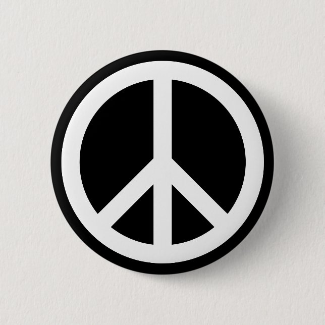 White Peace Symbol 6 Cm Round Badge (Front)