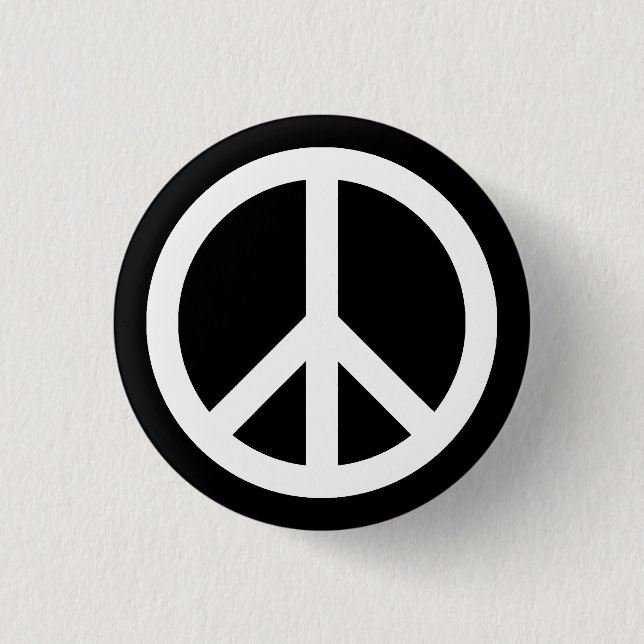 White Peace Symbol Button (Front)