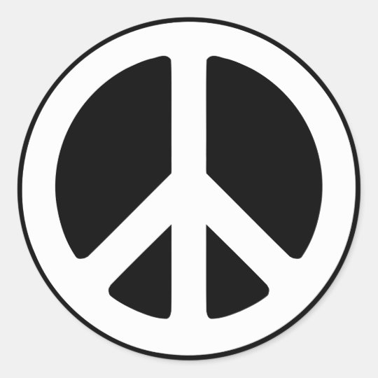 White Peace Symbol Template Classic Round Sticker Zazzle Co Nz
