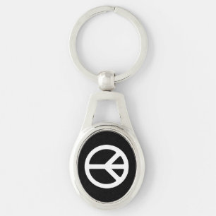 White Peace Symbol Template Key Ring