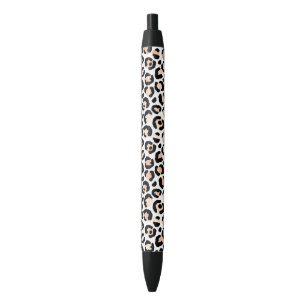 White Peach Black Leopard Print       Black Ink Pen