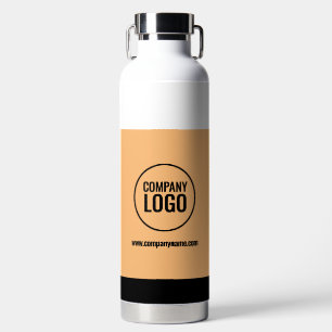 White Peach Black Stripes Company Logo Website Water Bottle
