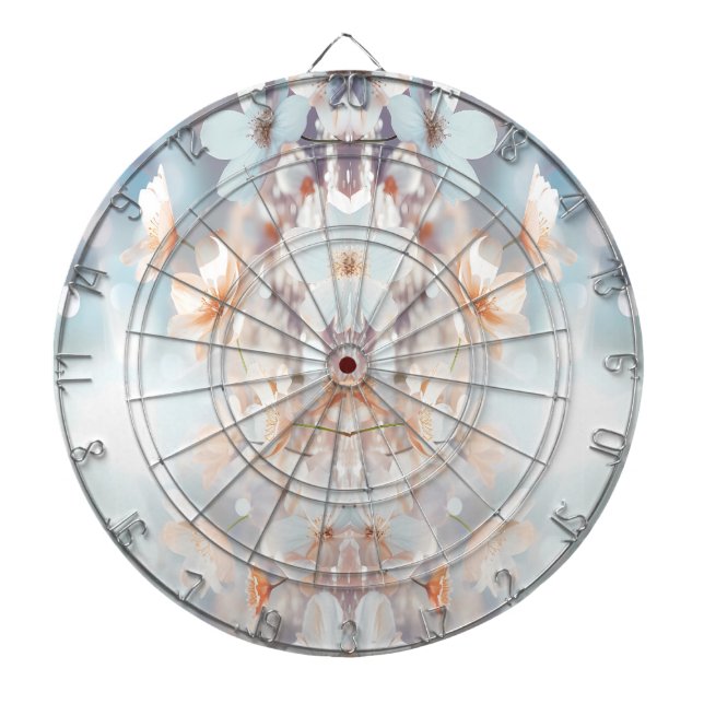 White Peach Floral Dartboard (Front)