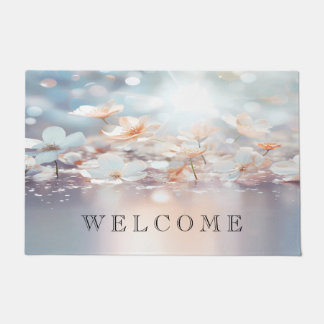 White Peach Floral Doormat