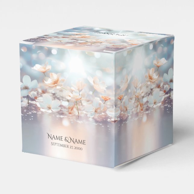 White Peach Floral Favour Box (Front Side)
