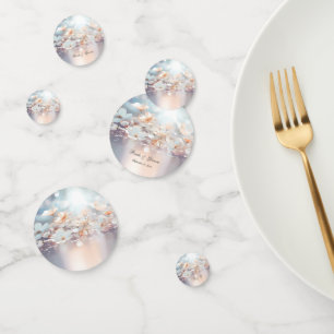 White Peach Floral Table Confetti