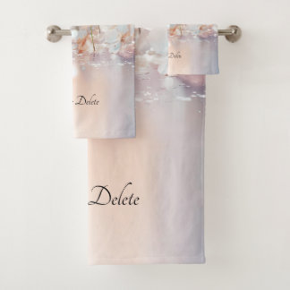 White Peach Floral Towel Set