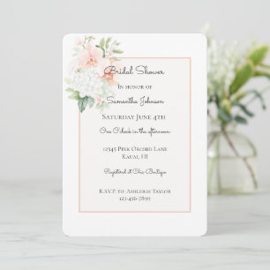 White Peach Orchid Flowers Bridal Shower Invitation