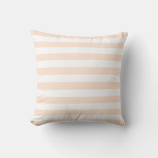 White & Peach Pastel Lines Pattern Cushion