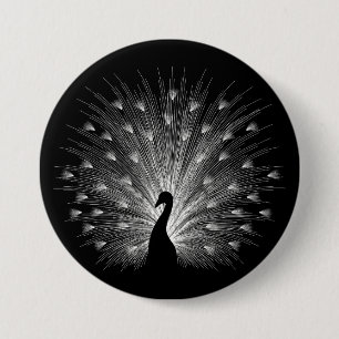 White peacock 7.5 cm round badge