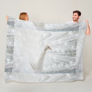 White Peacock beautiful feathers  Fleece Blanket