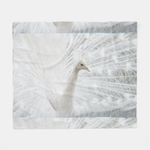 White Peacock beautiful feathers  Fleece Blanket