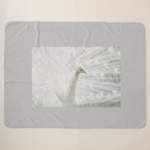 White Peacock beautiful feathers  Sherpa Blanket