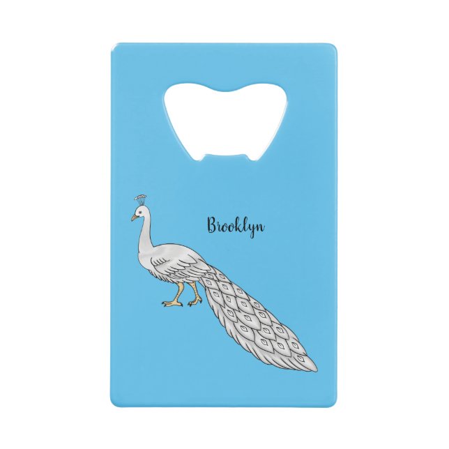 White peacock bird cartoon illustration (Front)