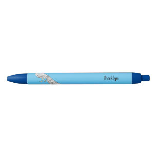 White peacock bird cartoon illustration  black ink pen