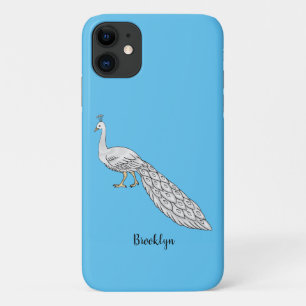 White peacock bird cartoon illustration Case-Mate iPhone case