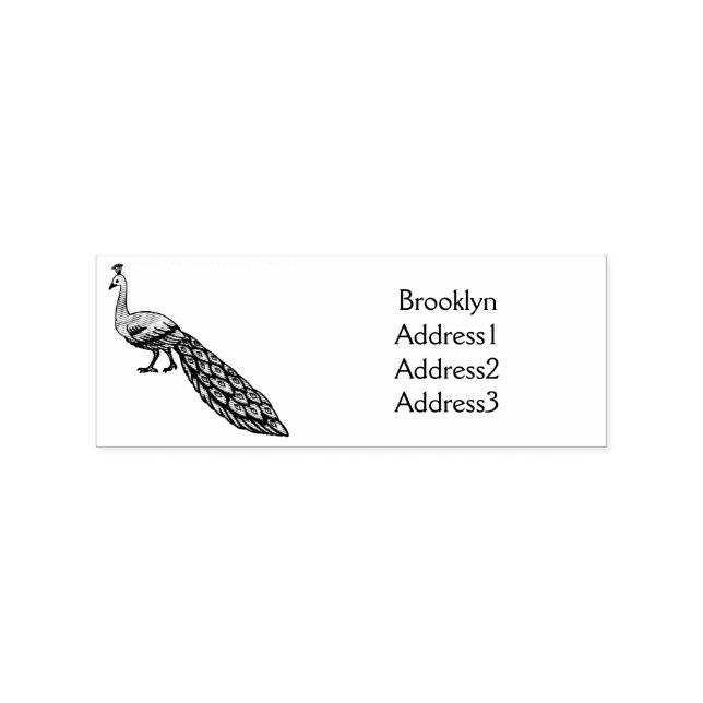 White peacock bird cartoon illustration  rubber stamp (Imprint)