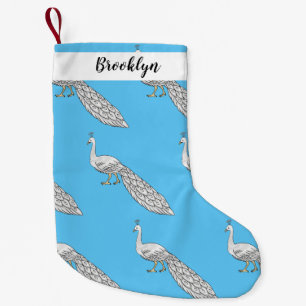 White peacock bird cartoon illustration  small christmas stocking