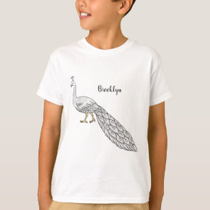 White peacock bird cartoon illustration T-Shirt