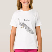 White peacock bird cartoon illustration