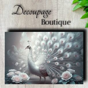 White Peacock Decoupage Tissue Paper