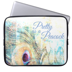 White peacock feather Pretty as a peacock pastel Laptop Sleeve