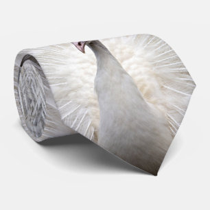 White Peacock Three Panel Tie