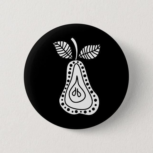 white Pear 6 Cm Round Badge (Front)