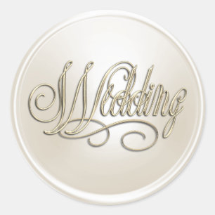 White Pearl and Gold Wedding Envelope Seal