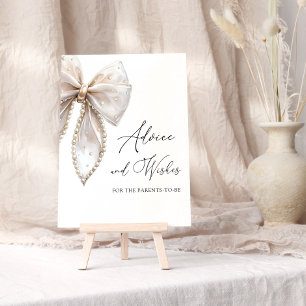 White Pearl Bow Advice And Wishes For New Parents Poster