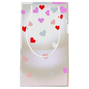 White Pearl Effect with hearts Small Gift Bag