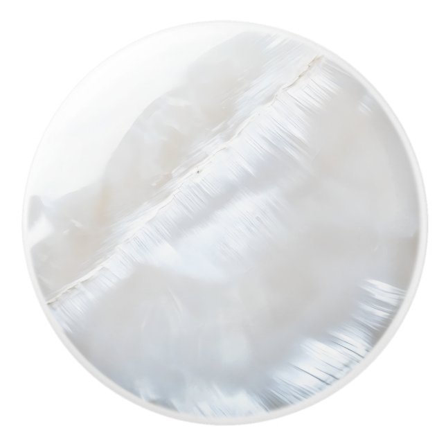 White Pearl Nacre Pattern Ceramic Knob (Front)