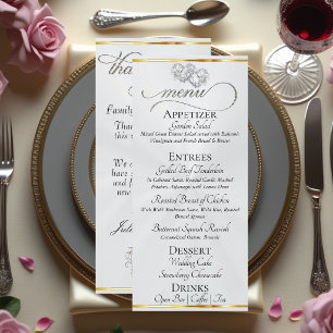 White Pearl/Silver - Hearts & Thank You Menu